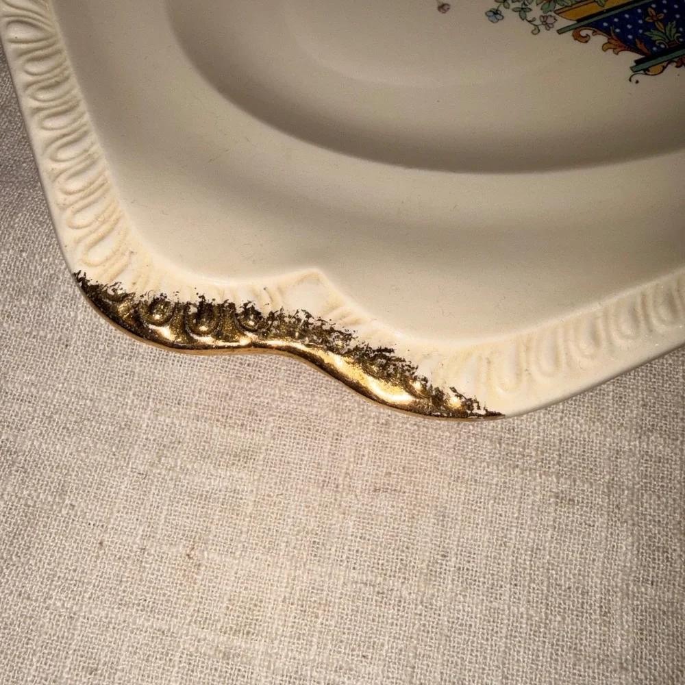 Salem Heirloom Cream Porcelain Serving Dish Pheasant Bird Floral‎ Gold Trim